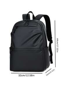 1pc Black PU Leather Backpack, Multi-Pocket Design, Classic Daily Commute Backpack, Travel Bag, Suitable For Travel, School, Unisex, Large Capacity, High-Quality Commuter Bag, Fashionable Minimalist Design - Black - View 9