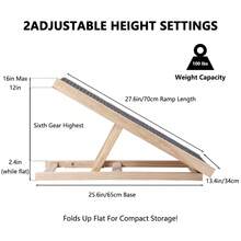 Rampa de madera plegable portátil para mascotas para todos los perros y gatos de 27.5 pulgadas de largo, ajustable de 12 a 16 pulgadas, rampas para perros de hasta 100 libras, para cama, sofá - Color de la madera - Ver 8