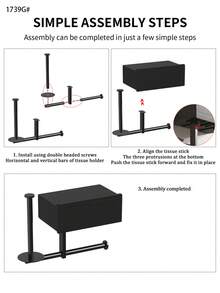 1pc Wet Wipes & Toilet Paper Holder, Self-Adhesive Wall Mount, Bathroom Tissue Roll Dispenser With Storage Shelf - Multicolor - View 10