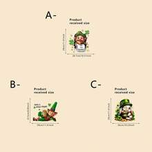 1/3 piezas Pegatina de inodoro del Día de San Patricio Duende gracioso enano que sostiene un papel Calcomanía impermeable de PVC Decoración de baño para la fiesta del festival irlandés Decoración de la tapa del inodoro Arte de pared con trébol verde Suministros - Multicolor - Ver 3