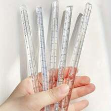 彩虹折射透明亚克力三角尺，易读双刻度，学生和工匠的多功能测量工具 - 白色 - 查看 2