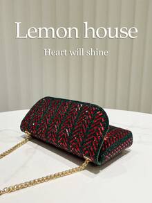 1 szt. Kolorowa kopertówka z kryształkami, metaliczna, dekoracyjna, elegancka torebka na ramię, odpowiednia na wieczorne przyjęcie, wesele, bal maturalny, prezent dla kobiet - Wielokolorowe - Zobacz 7