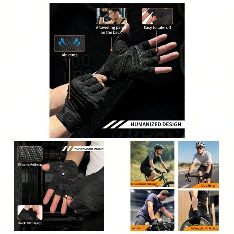VWX Anti - Slip Gel Workout Gloves Men And Women - With Sweat - Wicking Fabric Gym, Weight Lifting, Cycling, Weightlifting, Exercise, Climbing - Large - View 1