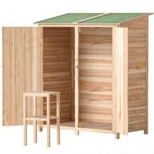 Garden Shed With Side Table, Made Of Fir Wood, 140 X 75 X 157 Cm