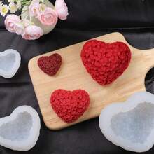 1pc Heart Shaped Fragrance Candle Mold, DIY Handmade Soap Flower Ball Silicone Mold - White - View 7