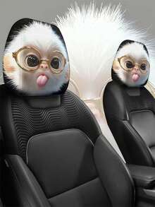2 piezas de lindos monos con gafas, fundas para reposacabezas de coche. Decoración para el coche. Suave y cómoda. Sin relleno de material. Adecuada para viajes de larga distancia y desplazamientos diarios. Para amigos y seres queridos. - 2 piezas - Ver 7