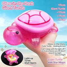 Giant Glow-In-The-Dark Turtle Figurine - Mini Red Turtle Model Set, Suitable For Desktop Decor, Bookshelf Display And Gifts For Girls - Multicolor - View 3