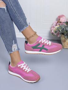 Popular Styles In 2026 Include Pink And Green Color-Blocked Women's Casual Low-Top Sneakers, Retro Archand Training Shoes, And Comfortable Running Shoes. - Hồng - Xem 2