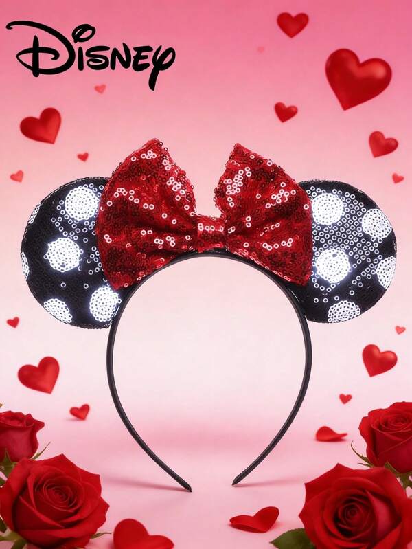 Disney 1pc Series Headband With Soft Bow, Cute Minnie Mouse Ears, Cartoon Decor Hair Accessories Suitable For Daily Wear, Princess Party, Birthday Party, Gift Or Makeup Party, Fashion Hair Accessories For Women, Valentine's Day ,Hair Band Hair Hoop Head Accessories