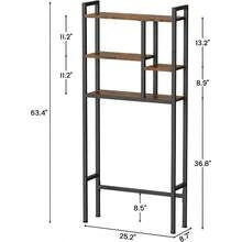 Over-The-Toilet Storage Rack, 3-Tier Bathroom Shelves Over Toilet, Above Toilet Storage, Behind Toilet Bathroom Organizer, Space Saver, Freestanding, Rustic Brown - Nâu mộc mạc + đen - Xem 3
