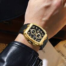 Reloj de pulsera de lujo para hombres CURREN con cronógrafo de cuarzo, resistente al agua, correa de silicona, luminoso y fecha automática - Multicolor - Ver 12