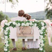 2 Stücke 78.7in künstliche weiße Rosenranke, Fake Blumen Girlande zum Aufhängen, Seide Rosenranke für Hochzeit, Party, Tischdekoration, Garten, Treppe. Geeignet für Valentinstag, Muttertag, Frühling, Geburtstag, Heimdekoration - Verschiedenfarbig - Übersicht 10