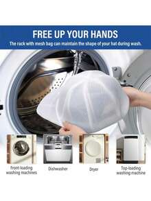 Giá phơi mũ lưỡi trai, túi giặt + giá treo, máy giặt mũ lưới, thiết bị làm sạch nhẹ nhàng và hiệu quả, lồng giặt mũ kèm giá phơi, tăng cường khả năng chống bụi bẩn, dùng cho máy giặt. - Nhiều màu - Xem 2