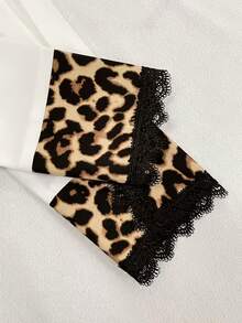 Women's Spring/Autumn Long Sleeve Leopard Print Lace Patchwork Elegant New Casual Commuter Versatile Blouse - White - View 5