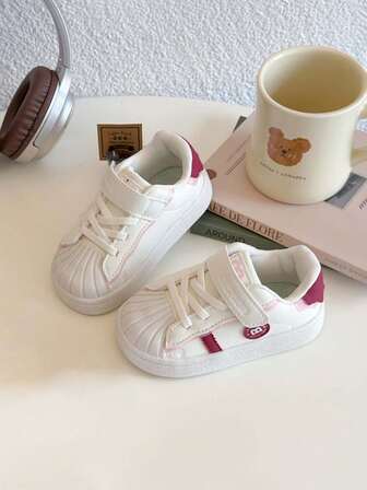 1 Pair Kids Soft Sole Non-Slip Casual Sneakers, Breathable Leather Upper, Suitable For Toddlers, Babies, Outdoor, School, All Season Wear