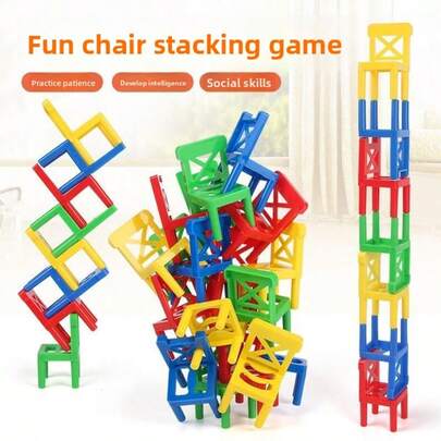 18件套叠叠乐游戏，儿童益智玩具，桌面游戏凳，亲子互动玩具。适合家庭休闲时光/圣诞节/圣诞游戏，儿童玩具，游戏，圣诞节，儿童玩具，STEM玩具，家庭游戏，游戏玩家礼物，游戏，圣诞游戏，儿童玩具，游戏，圣诞游戏，儿童玩具