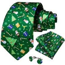 Men Ties - Green/White Santa Claus - View 2