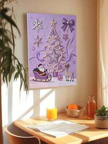 1套，新款珍珠画圣诞树，圣诞老人图案，钻石画套装，5D DIY珍珠形钻石局部钻石画套装，适用于家居客厅、卧室、书房等墙面装饰艺术，惊喜礼物，圣诞节、新年礼物、生日礼物。 - 彩色 - 查看 3