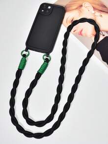 Bộ 3 dây đeo kiểu Hàn Quốc/Nhật Bản màu đen và xanh lá cây, dây đeo chéo, tương thích với iPhone 17 Pro Max, 14, 13, 11, 15, Xs Max, 12 Pro, ốp lưng bảo vệ hai lỗ đơn giản tương thích với iPhone 7/8 Plus - Dây thừng dài ngắn màu đen và xanh lá cây + ốp điện thoại - Xem 6