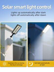 1个太阳能户外灯，配备2节1500mAh锂电池，可整夜照明，是一款多功能户外太阳能花园灯，带运动传感器，3种照明模式，适用于家庭庭院、车库、户外街道、商业照明，也适合圣诞节、万圣节、情人节、返校季等场合作为礼物 - 80LED/300LED
