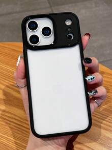 奢华金属镜头边框高透明防震手机壳，兼容 17 Pro Max、17 Pro、16、15、14、13、12 Pro Max、11，硬质亚克力后盖 - 黑色 - 查看 3