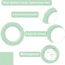 60PCS Light Green Scalloped Paper Plates - 7 Inch And 9 Inch Pastel Dessert Plates Dot Pattern Snack Plates Disposable 300gsm -Friendly Scallop Plates For Parties Weddings Picnics - Chấm xanh - Xem 3