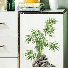 1pc Green Bamboo And Rock Garden Wall Sticker, Perfect For Adding A And Peaceful Atmosphere To Home, Bedroom, Living Room And Spaces. Self-Adhesive Wallpaper Brings Vibrant Spring Vibe To Your Home - Multicolor - View 4