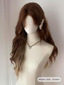 4*1 Peluca sintética ondulada de 26 pulgadas con encaje, degradado de marrón a rubio, raya al medio, cabello largo y rizado para uso diario, fiesta y disfraz (Presta atención a cómo la usas y cuidas) - Marrón - Ver 3