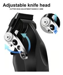 KM principiantes barbero barbero km-2024 + km-2296 +2 juegos de herramientas de máquina de tijeras, 3 en 1 combinación, le permite experimentar la diversión de las compras múltiples, regalo perfecto para los hombres, negro - Negro - Ver 4