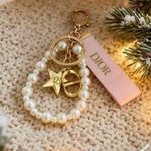 Faux Pearl Bag Charm, Lucky Star Keychain, Christmas Gift - Pink - View 1