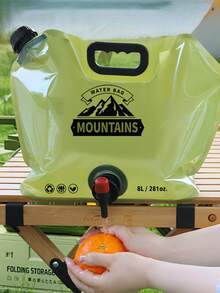 1pc 8-Liter/28-Ounce PE Portable Water Bladder With A Thickened Rectangular Design, Foldable Water Container, And Tap. Suitable For Outdoor Enthusiasts, Camping, Hiking, And Travel.