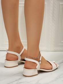Women's Casual Criss-Cross Strap Sandals, Thick Heel, Suitable For Summer Beach And Fashion Wear - Apricot - View 7