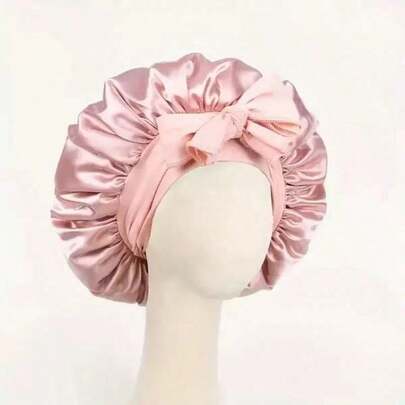 1PCS Ribbon Round Hat With Bow, Beauty And Hair Care Wide Brim Hat, Headscarf, Sleeping Cap