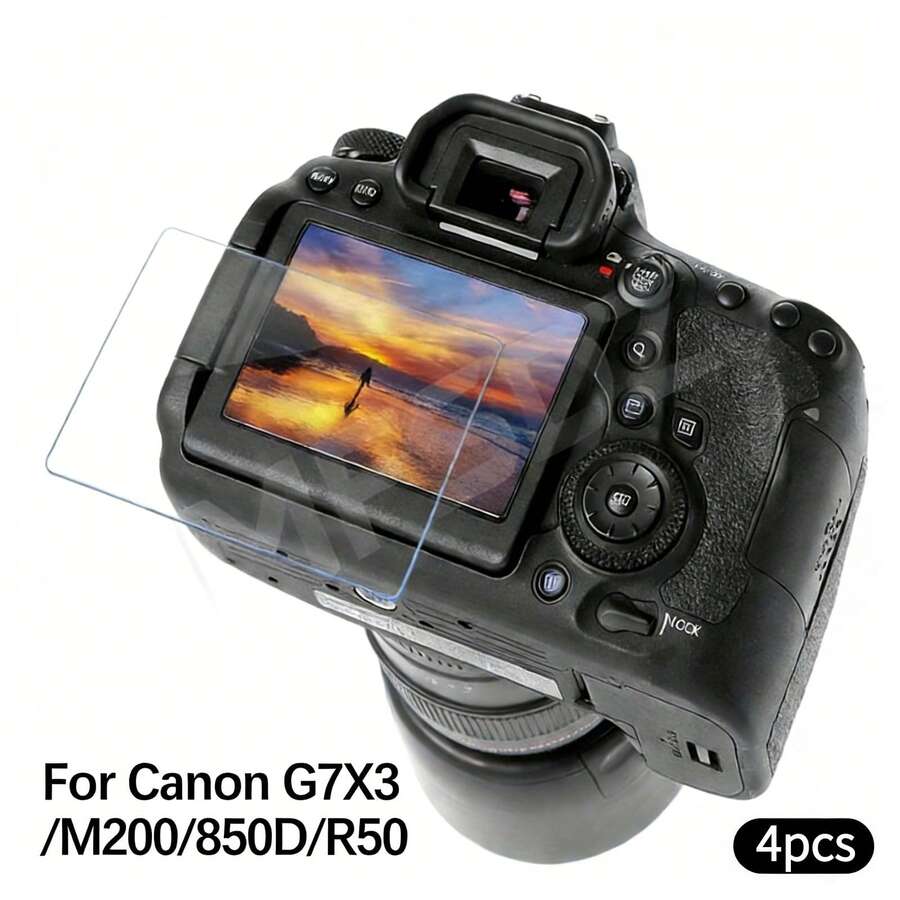 4pcs 9H Hardness Tempered Glass Screen Protector, Compatible With Canon G7X3/M200/850D/R50, High Transparency, Scratch-Resistant, Easy To Apply