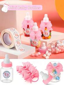 24 bộ bình sữa mini 3,5 inch dùng làm quà tặng trong tiệc mừng em bé, trò chơi quà lưu niệm, bình sữa nhựa kèm nhãn dán và nơ cảm ơn, quà tặng cảm ơn khách mời, đồ trang trí kẹo. - Nhiều màu - Xem 1