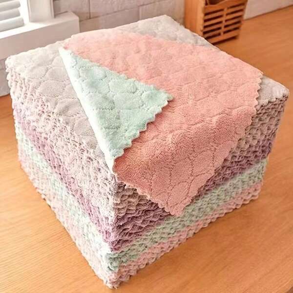 10pcs/20pcs Random Ultra-Fine Fiber Towels, Absorbent Kitchen Cleaning Cloth, Non-Stick Oil Dishcloth, Tableware Cleaning Rags, Home Cleaning Towels, Super Absorbent Cleaning Cloths, Green