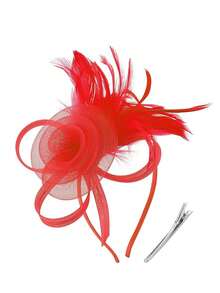 1pc Women Floral Headpiece, With Headband & Hair Clips, Suitable For Ladies & Girls To Wear At Tea Parties,Summer,Beach,Hat,Holiday,Travel - A - View 5