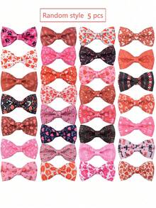 Ten Heart-Shaped Bow Ties With Elastic Cords, Adjustable And Easy To Remove, Suitable For Small And Medium-Sized Dogs And Cats. Elegant And Simple, Perfect For Decorating Pet Collars At Weddings. Random Designs Available. - Multicolor - View 11
