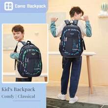 Camouflage Print Boys Backpack For School Camouflage School Bags Backpacks For Boys B-Backpack-Yellow - Style B - Grey - View 2
