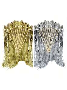 1pc Shiny Wedding Wand, Shaped Like A Golden Star With Foil Tassel And Bells, Suitable For Weddings, Birthday Parties And Other Occasions - Multicolor - View 2