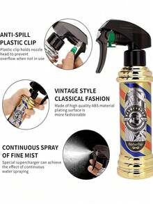 5pcs Hairdressing Tools Set Including 500ml Electroplating Retro Spray Bottle, Hairbrush, Beard Brush, Cutting Comb For Professional Salon,Hair Tools,Hair Products And Accessories For Barber Salon Beauty Travel Essentials - Multicolor - View 5