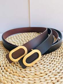 新款光滑休闲腰带，简约百搭，时尚学生风，适合搭配牛仔裤，ins风装饰，纯色PU皮革 - 彩色 - 查看 3