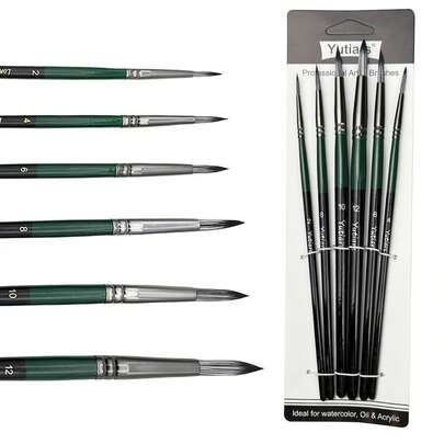 6 Pieces Of Pointed Professional Artist's Paintbrushes Set, High Quality Nylon Bristles Suitable For Acrylic, Oil, Watercolor - Perfect For Master Artists Beginners, Students, Versatile Brushes For School Projects Or Art Classes