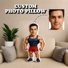 A Personalized Custom Pillow, A Customized Photo Pillow As A Gift, And A Couple Pillow With The Groom's Image Printed On It. - Muscle - View 2