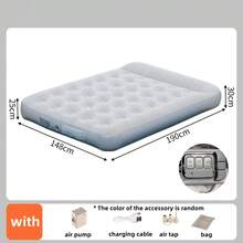 充气床垫，豪华露营垫，PVC充气睡垫，带内置气泵的豪华双人露营充气床，加厚垫子