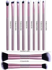 BS-MALL High Quality 10pcs Dual-Ended Purple Makeup Brush Set With Rose Red Storage Bag, Foundation Brush, Blush Brush, Highlighter Brush Set, Convenient Storage For Travel - Mauve Purple - View 8