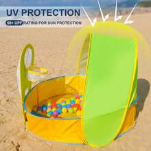 Piscina portátil al aire  carpa de playa para niños, perfecta para el verano, protegida contra los rayos UV, lo que permite que su hijo juegue libremente. - Amarillo - Ver 8