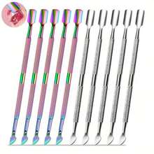 10Pcs Stainless Steel Double Ended Cuticle Pusher Remover And Cutter, Professional & Durable Manicure Pedicure Nail Tools For Fingernails Toenails - Nhiều màu - Xem 1