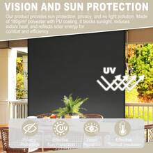 Pionowa żaluzja balkonowa z aluminium, roleta zewnętrzna z mechanizmem korbowym, roleta boczna, ekran prywatności na balkon, taras, ochrona przeciwsłoneczna i ekran prywatności, szaro-antracytowy, 120 x 250 cm/160 x 250 cm/180 x 250 cm - antracyt - Zobacz 5