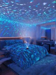 1pc USB-Powered Water Ripple Night Light – Multi-Color LED Star Light With Blue Lighting Effect, Perfect For Bedroom & Living Room Decor, Romantic Atmosphere Creator For Christmas, Valentine'S Day, Weddings, And Birthdays, Bedroom Night Light| Water Ripple Effect| Decorative Lamp, LED Lights For Bedroom - Multi-color light - 查看 8
